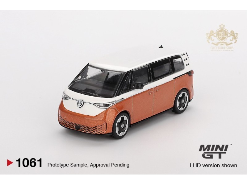 VOLKSWAGEN ID.BUZZ CARAVELLE CANDY WHITE / ENERGETIC ORANGE 2024 - 1:64 - Mini GT - blister
