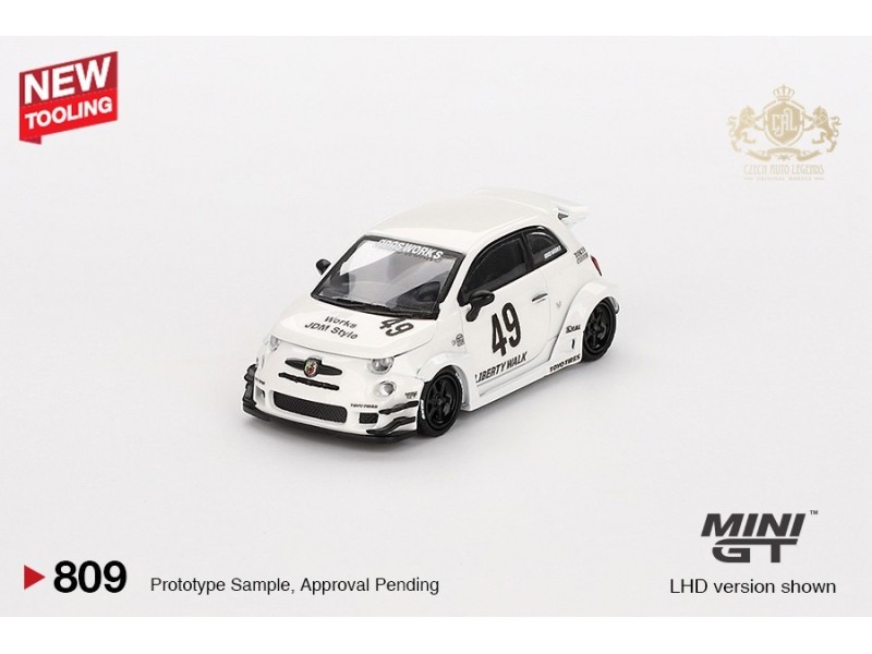FIAT 595 ABARTH LB-WORKS X ABAS WORKS GARA WHITE 2024 -1:64 - Mini GT
