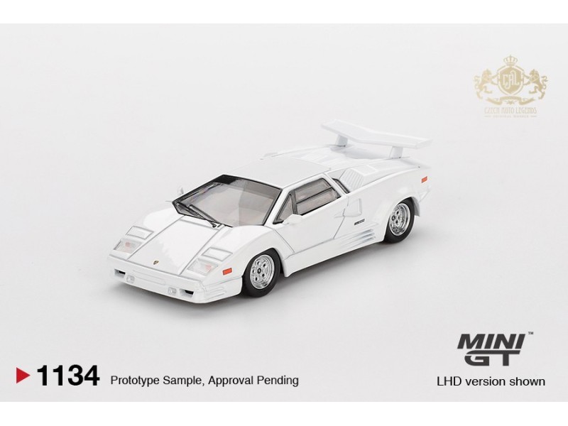 LAMBORGHINI COUNTACH 25TH ANNIVERSARY WHITE 1989 - 1:64 - Mini GT - blistr