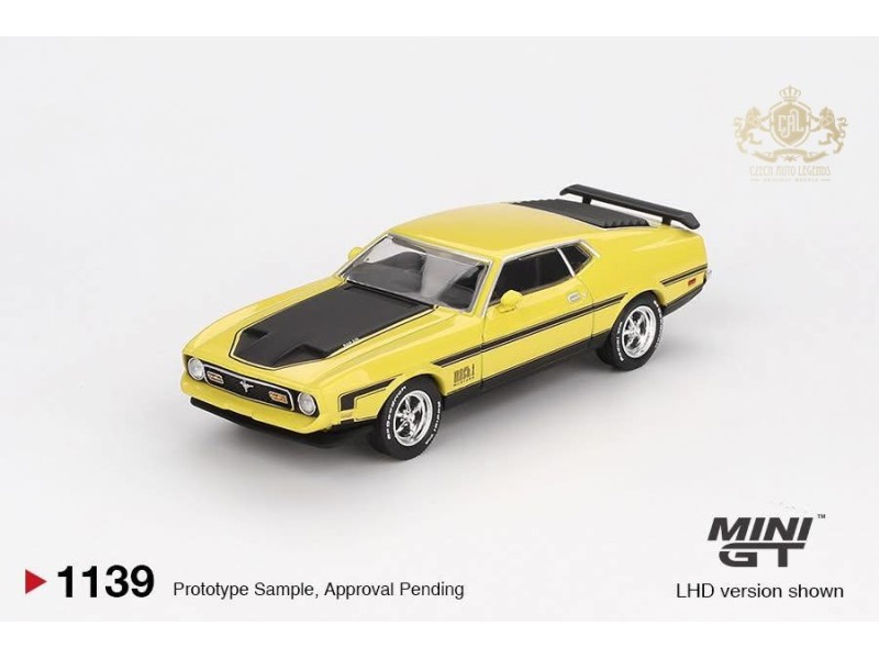 FORD MUSTANG MACH 1 GRABBER YELLOW 1971 -1:64 - Mini GT - blistr