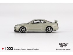 NISSAN SKYLINE GT-R (R34) V- SPEC II NÜR MILLENIUM JADE 2002 - 1:64 -Mini GT-blistr