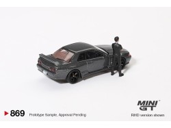 NISSAN SKYLINE GT-R (R32) NISMO NISMO GUNMETAL WITH TSUGIO MATSUDA 1992 -1:64 - Mini GT