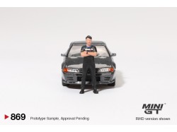 NISSAN SKYLINE GT-R (R32) NISMO NISMO GUNMETAL WITH TSUGIO MATSUDA 1992 -1:64 - Mini GT