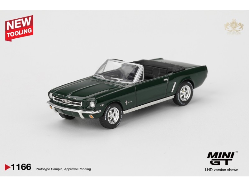 FORD MUSTANG CONVERTIBLE HIGHLAND GREEN 1964  -1:64 - Mini GT - blister