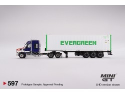 Western Star 49X Blue w/ 40' Reefer Container "EVERGREEN" 2022 - 1:64 - Mini GT