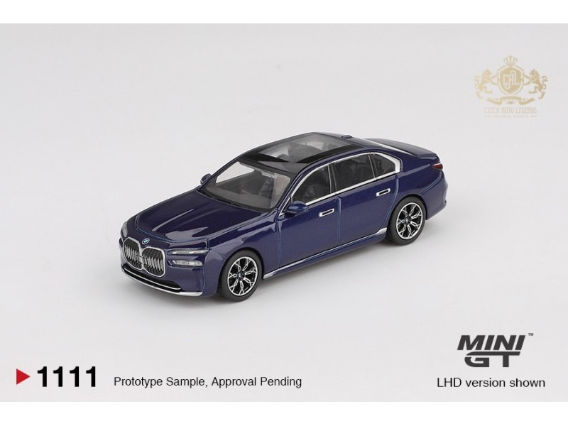 BMW i7 xDrive60 Tanzanite Blue Metallic 2022 - 1:64 - Mini GT
