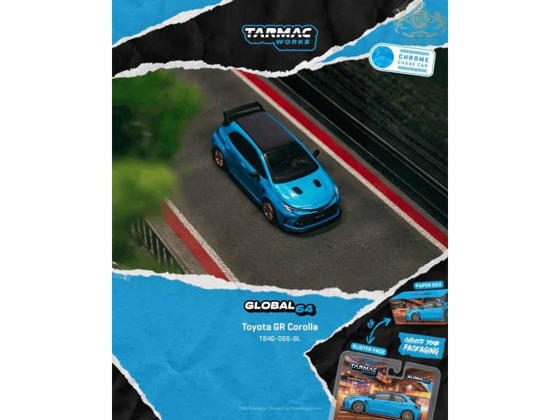 Toyota Corolla GR, flame blue 2025- 1:64 - TARMAC works - blistr