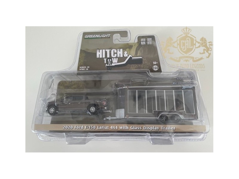 2020 Ford F-150 Lariat 4x4 with Glass Display Trailer - Greenlight -1:64