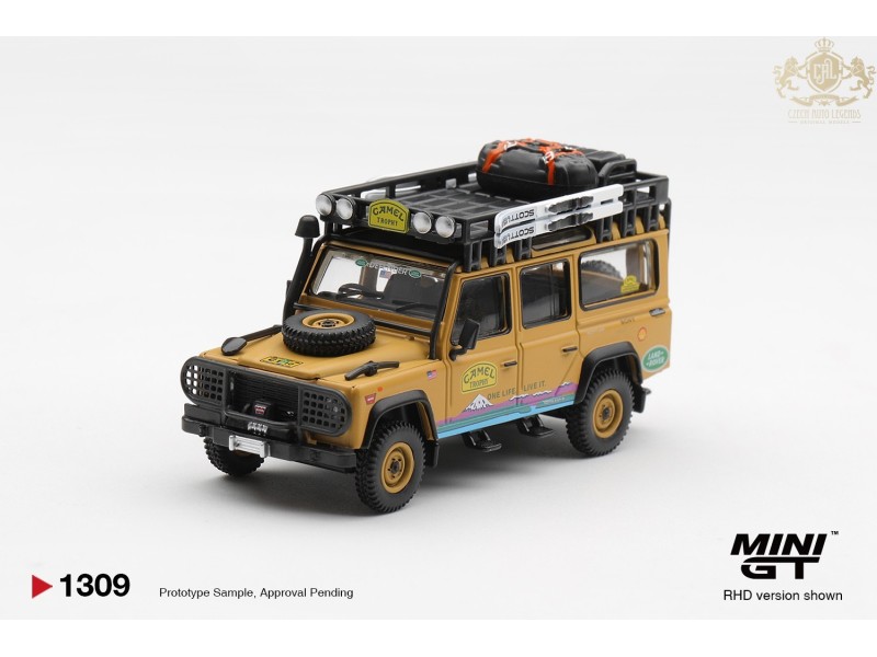LAND ROVER DEFENDER 110 CAMEL TROPHY TEAM USA TIERRA DEL FUEGO CT36 1998  -1:64 - Mini GT - blistr