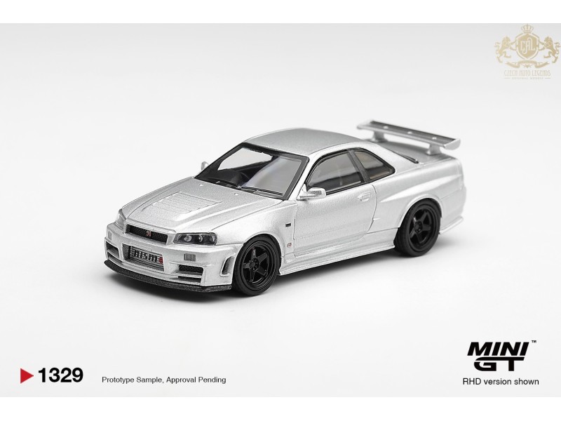 NISSAN SKYLINE GT-R (R34) Z- TUNE SILVER METALLIC 1999 -1:64 - Mini GT - blistr