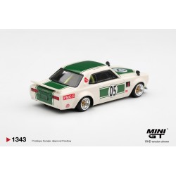 NISSAN SKYLINE GT-R (KPGC10) LB-WORKS HAKOSUKA WHITE-GREEN 1971 - 1:64 - Mini GT