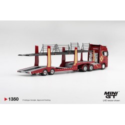 Mini GT Scania 770S A6x4NA Car Transporter V8 50th anniversary + Car transporter Red 1:64 - MGT01350-L