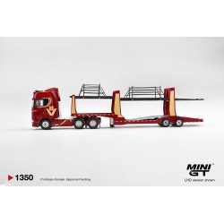 Mini GT Scania 770S A6x4NA Car Transporter V8 50th anniversary + Car transporter Red 1:64 - MGT01350-L