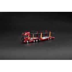 Mini GT Scania 770S A6x4NA Car Transporter V8 50th anniversary + Car transporter Red 1:64 - MGT01350-L