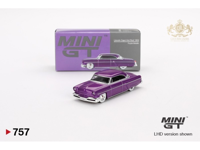 LINCOLN CAPRI HOT ROD  1954 - fialová metaliza -1:64 - Mini GT