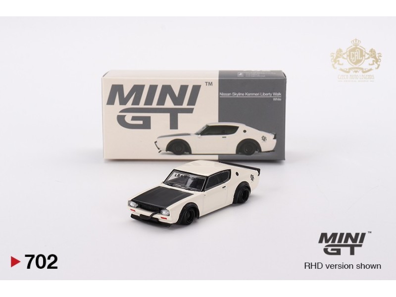 NISSAN SKYLINE KENMERI LIBERTY WALK WHITE 1973 - 1:64 - Mini GT