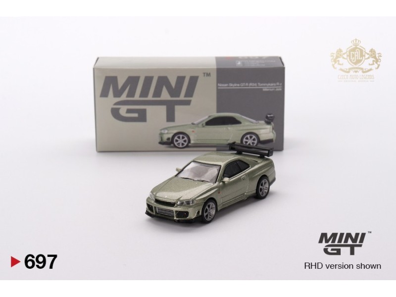 NISSAN SKYLINE GT-R (R34) TOMMYKAIRA R-Z 1999 - stříbrnozlatá met. 1:64 - Mini GT